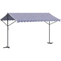 vidaXL Store autoportant bleu et blanc 400x300 cm Tissu et acier
