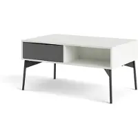Ebuy24 Elly table basse 1 tiroir, 3 étagères blanc mat, gris.
