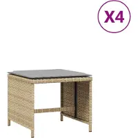 vidaXL Tabourets de jardin et coussins lot de 4 mélange beige rotin