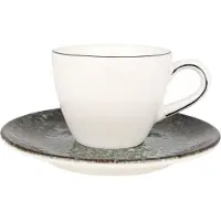 Bonna Cosmos - Tasses à espresso et soucoupes - 80 cc - Porcelaine - set de 6 pièces