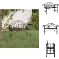 vidaXL Banc de jardin 2 places 128 cm Noir Acier - Bancs de jardin
