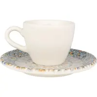 Bonna Luca Mosaic - Tasses à espresso et soucoupes - 80 cc - Porcelaine - set de 6 pièces