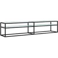 The Living Store Armoire TV blanc imitation marbre 200x40x40,5 cm verre trempé