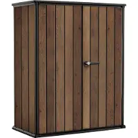 Keter Armoire de jardin en plastique Signature Noyer Alto 140 x 73,6 x 170,4 cm brun imitation bois