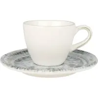 Bonna Odette - Tasses à espresso et soucoupes - 80 cc - Porcelaine - set de 6 pièces