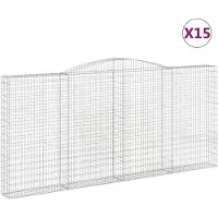 vidaXL Gabions avec arc surélevé 15pcs. 400x30x180/200cm Fer galvanisé