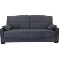 Merkloos Canapé clic clac 3 places - Tissu gris - Epaisseur 17 cm - L223 x P96 x H 103 cm - MEGAN