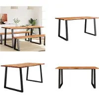 vidaXL Table de salle à manger Bord d'arbre 160x80x75 cm Bois massif Acacia - Table de salle à manger - Tables - Table de salle à manger