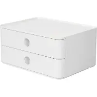 HAN Bloc à tiroirs Smart-Box Allison, 2 tiroirs avec cloisons de séparation, Support pour câble, empilable, plastique ABS, blanc