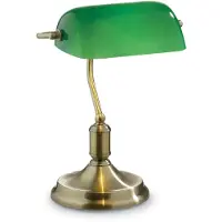 Ideal Lux Écriture de banquier 380mm | Antique | Or | Vert | Lampe de banquier Lampe de bureau Lampe de bureau Lampe de bureau