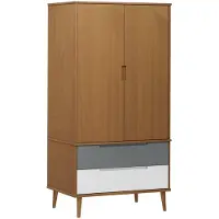 The Living Store Armoire MOLDE Marron 90x55x175 cm Pin massif