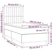 vidaXL Lit boxspring avec matelas bleu 90x190 cm Tissu