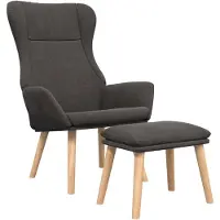 vidaXL Fauteuil relax avec pouf Tissu gris foncé
