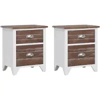 vidaXL Table de chevet 2 pcs avec 2 tiroirs Marron et blanc