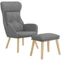 vidaXL Fauteuil relax avec pouf Tissu gris clair