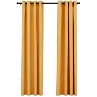 vidaXL Rideaux occultants Aspect lin à œillets 2 pcs Jaune 140x225 cm