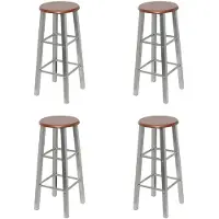 vidaXL Tabouret de bar 4 pcs Argenté et brun MDF