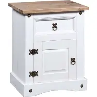 vidaXL Table de chevet Gamme Corona pin mexicain Blanc 53x39x67 cm