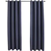 vidaXL Rideaux occultants avec anneaux Métal 2pcs Anthracite 140x245cm