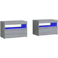 vidaXL Tables de chevet 2 pcs et lumières LED Sonoma gris 60x35x40 cm