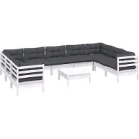 vidaXL Ensemble de salon de jardin 10 pièces avec coussins Pin blanc