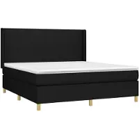 vidaXL Lit boxspring avec matelas noir 160x200 cm Tissu