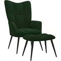 vidaXL Fauteuil relax avec pouf vert foncé velours