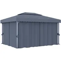 vidaXL Pavillon avec rideau 4x3 m Anthracite Aluminium