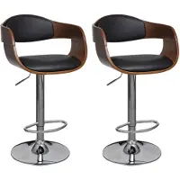 vidaXL Tabouret de bar 2 pcs. Bois courbé et similicuir