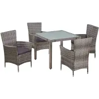 vidaXL Ensemble de jardin 5 pièces avec coussins Poly Rattan Gris