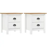 vidaXL Tables de chevet Hill 2 pcs Blanc 46x35x49,5 cm Bois pin solide