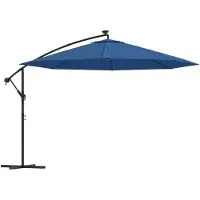 vidaXL Parapluie avec éclairage LED Mât en acier bleu azur 350 cm