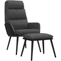 vidaXL Fauteuil relax avec pouf gris foncé Tissu et similicuir