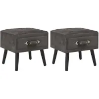 vidaXL Tables de chevet 2 pcs Gris 40x35x40 cm Velours