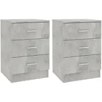 vidaXL Tables de chevet 2 pcs Gris béton 38x35x56 cm Bois d'ingénierie