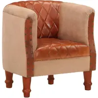vidaXL Chaise cabriolet marron cuir véritable bois de manguier massif