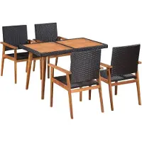 vidaXL Ensemble de jardin 5 pièces Poly rotin noir et brun