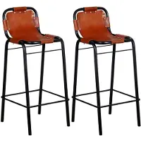 vidaXL Tabouret de bar 2 pcs. Cuir véritable