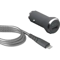 BigBen Interactive Kit Chargeur Voiture USB A 2.4A + Câble Ultra-Renforcé USB A / Lightning 1.