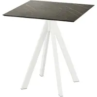 Essentials Infinity - Table de patio, structure blanche + plateau HPL effet marbre Midnight, 70 x 70 cm, 1 pièce