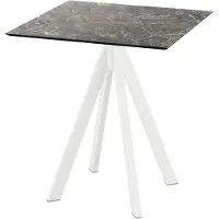 Veba Infinity - Table de patio, structure blanche + plateau HPL effet marbre Galaxy, 70 x 70 cm, 1 pièce