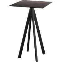 Essentials Infinity - Table de bar, structure noire + plateau en stratifié haute pression (HPL) effet bois lavé, 70 x 70 cm, 1 pièce