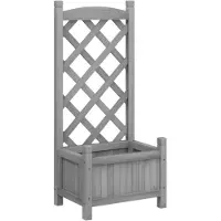 vidaXL Jardinière avec treillis gris bois massif de sapin