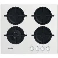Whirlpool AKT 625/WH - Noir - Blanc - Intégré - 60 cm - Plaque de cuisson à gaz - Fonte - 4 zone(s)
