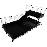 C&c cage modulaire à un étage 4x2 + mezzanine 2x1 + rampe noire