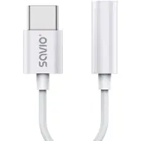 Savio Adaptateur audio USB 3.1 C (M) – Jack 3,5 mm (F) Blanc AK-51