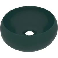 vidaXL Lavabo de luxe Rond Mat Vert foncé 40x15 cm Céramique