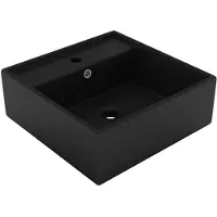 vidaXL Lavabo de luxe Débordement Carré Mat Noir 41x41 cm