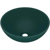 vidaXL Lavabo rond de salle de bain Vert foncé mat 32,5x14cm Céramique