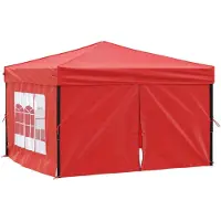 vidaXL Tente de réception pliable avec parois latérales rouge 3x3 m